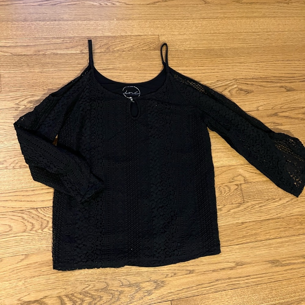 EUC black open shoulder blouse